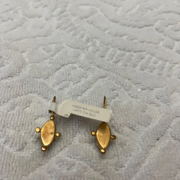 NWT Beautiful Lapis and 14K Gold Plated Drop Earrings.  Designer. - Picture 6 of 8